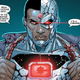 Cyborg explaining his very uninspired name.